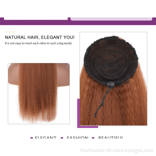 Best Selling Wholesale Chorliss For Kids High Ponytail Natural Color Pre Plucked Kinky Curly Synthetic Ponytails Hair Extensions